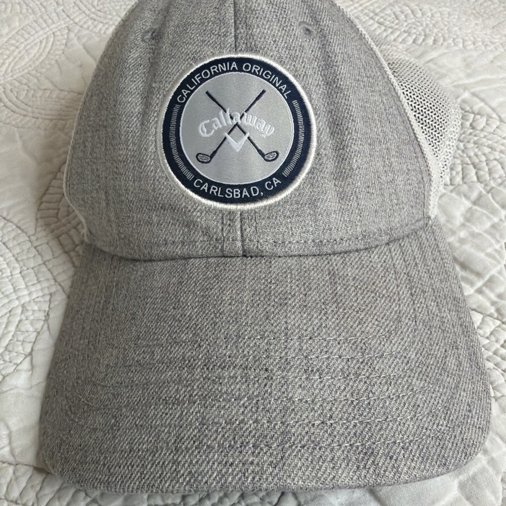 Callaway Carlsbad California Trucker Hat Mens Gray White Mesh Snapback Golf Cap